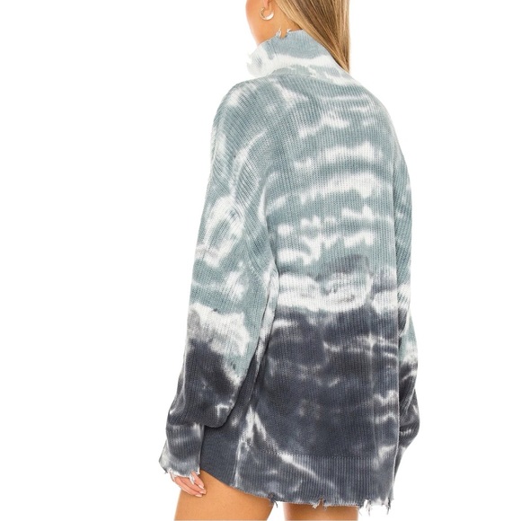 Young Fabulous & Broke Sweater Cameron Oversized Distressed Tie Dye Blue Tunic - Picture 4 of 16